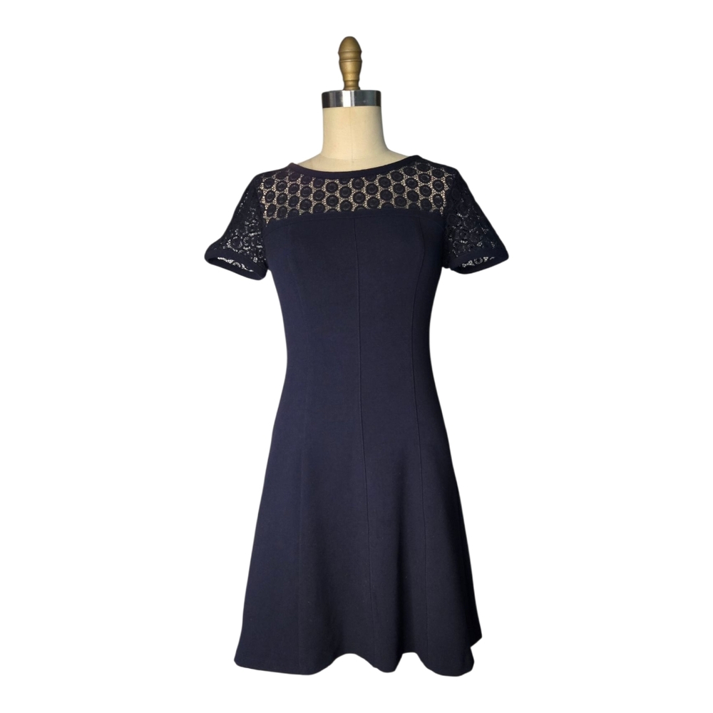 Ann Taylor Blue Flutter Sleeve A-Line Dress